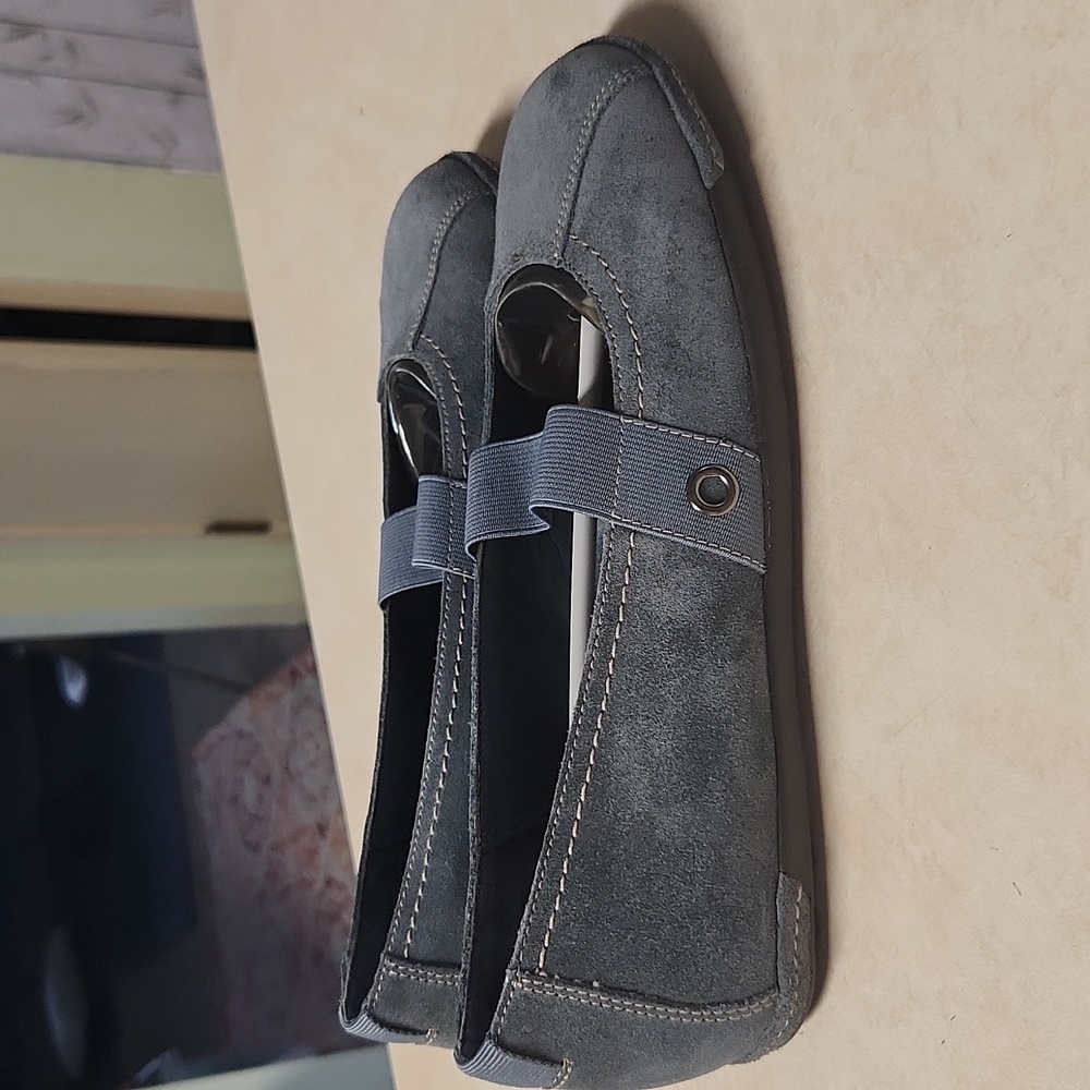 Blue Leather Suede Upper Flat Mary Jane Slip On Comfort What’s What Aerosoles - Picture 4 of 10